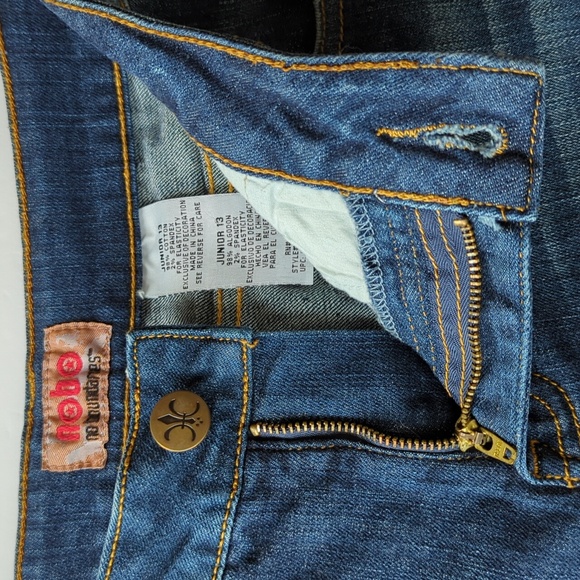 Nobo Distressed Studded Heart Capri Jeans Y2K Junior 13 Blue - Picture 8 of 16